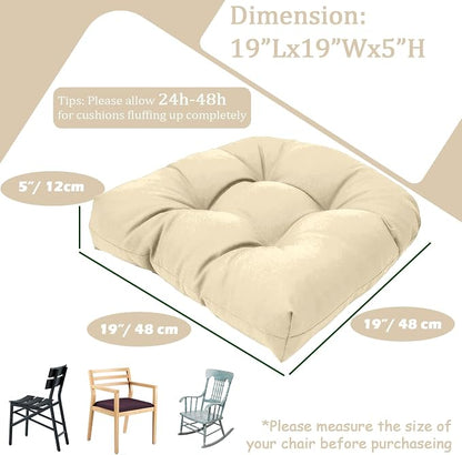 MTMR 2Pcs Outdoor Chair Cushions, Patio Furniture Seat Pads, Waterproof | 2Pcs , waterproof cover, u-shaped, no-fading, thick patio seat pads for outdoor wicker furniture in yard, 19x19x4