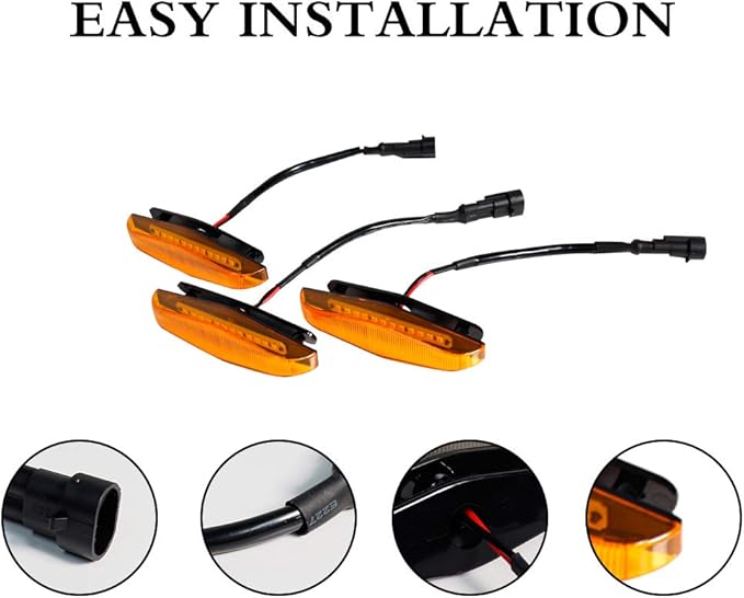 3pcs Amber Lens Amber LED Grille Lights Compatible with 2014-2019 4Runner TRD Pro Grille SR5 TRD off-road Limited TRO Pro