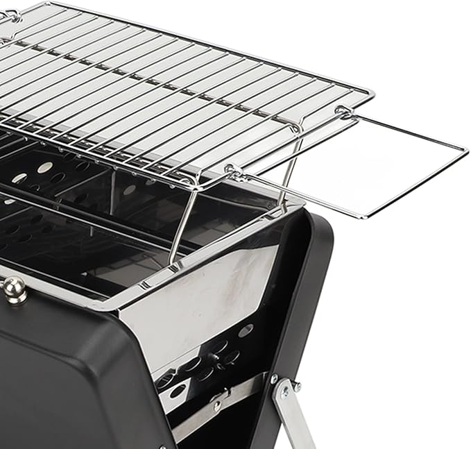 Folding Notebook Grill Easy to Use Rust Proof Grill Net for Backyard Picnic - Portable Charcoal BBQ for Camping, Outdoor Cooking (Black)