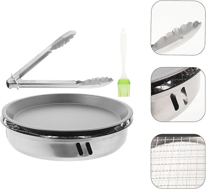 DOITOOL 28cm Portable Outdoor Charcoal Grill with Non-stick Tray, Disposable Mini Bbq Stove for Camping, Picnic, and Backyard Barbecue, Includes Random Color Cleaning Brush
