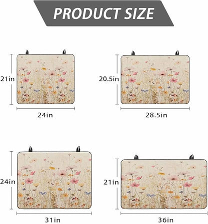 Stove Top Covers for Electric Stove 36x21 Inches, Botanical Flower HeatResistant Glass Cooktop Protector, Retro Colorful Spring Vintage Floral Ceramic Stovetop Countertop Covers Mat, Oven Cover