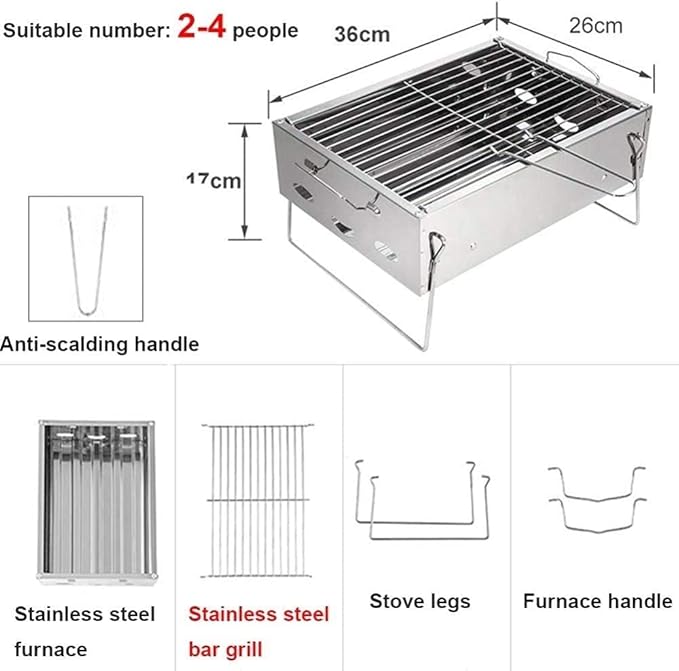 Portable Charcoal Grill Small Size Folding Barbecue Grill, Used for Outdoor Picnic Barbecue for 2-4 People