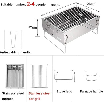 Portable Charcoal Grill Small Size Folding Barbecue Grill, Used for Outdoor Picnic Barbecue for 2-4 People