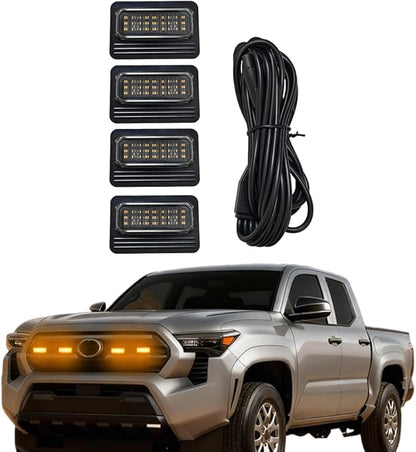LED Grille Lights Fit for Toyota Tacoma 2024 2025 SR SR5, Amber Grille Light Strips, IP68 Waterproof Seal, Non-Destructive Installation, Off-Road Marker Light Kit, Car Accessories