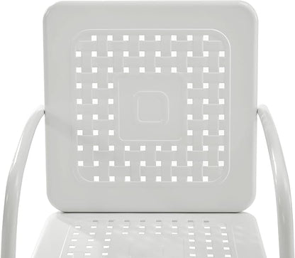 Crosley Furniture Bates 2-Piece Outdoor Chair Set, Retro Metal Patio Chairs for Dining, Porch, Deck, Balcony, White Gloss