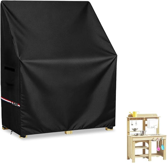 Kids Outdoor Mud Kitchen Cover,Heavy Duty Waterproof & Anti-UV Dustproof Outdoor Wooden Play Kitchen Covers,31.5" W x 19.7" D x 37.4" H,Cover Only