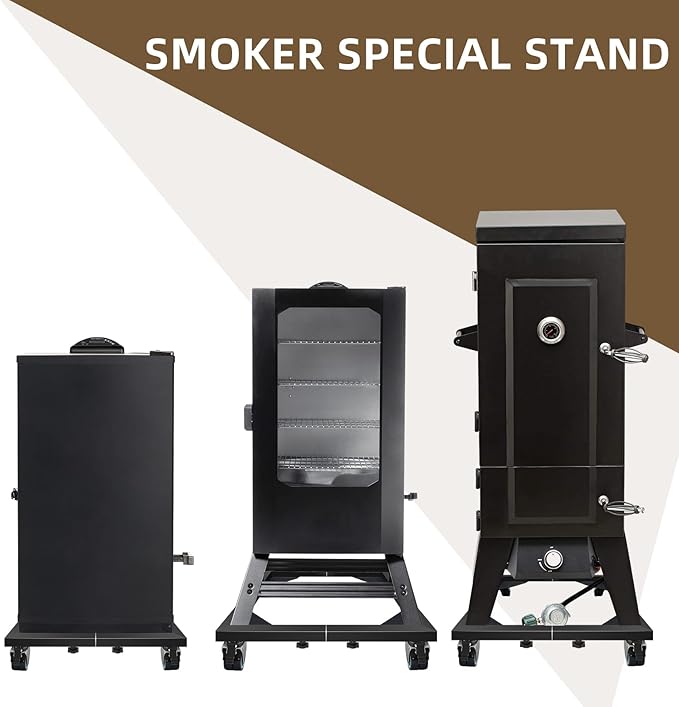 Heavy Duty Smoker Stand – Universal Mobile Base for Electric Smokers (Vertical/Digital), All-Steel Construction, 1000 lb Capacity