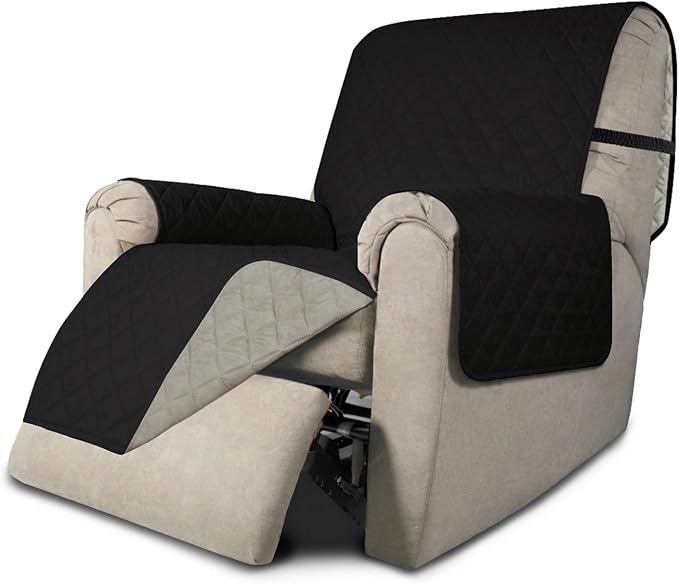 Easy-Going Reversible Couch Cover, Recliner 19 in, Black/Beige | Machine Washable Slipcover For Dogs, Water Resistant Furniture Mat For Living Room, Non-Slip Sofa Cover, Pet Friendly