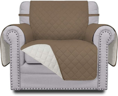 Easy-Going Reversible Couch Cover, Small Chair, Camel/Ivory | Machine Washable Slipcover For Dogs, Water Resistant Furniture Mat For Living Room, Non-Slip Sofa Cover, Pet Friendly