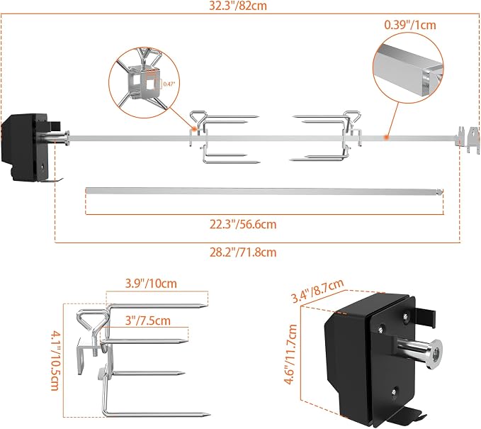 onlyfire Stainless Steel Rotisserie Kit BBQ Grilling Accessories | Fit for Masterbuilt Gravity 560 and 1050 Series Grills, NOT FOR Gravity 800