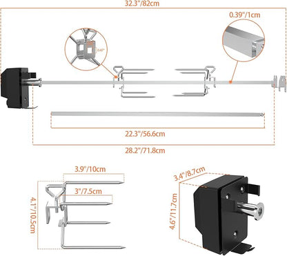 onlyfire Stainless Steel Rotisserie Kit BBQ Grilling Accessories | Fit for Masterbuilt Gravity 560 and 1050 Series Grills, NOT FOR Gravity 800