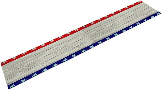 4th of July Memorial Day Table Runner, USA Flag Patriotic Wood Indoor Patriotic Independence Table Decor for Home Party 13x36 Inch