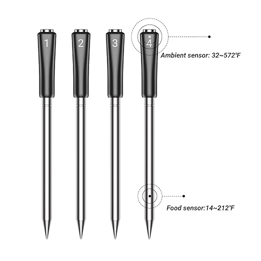 INKBIRD 14-BW Replacement Probe 4-Pack Kit，Only Compatible with 14-BW Wireless Meat Thermometer, IP67 Waterproof Probe for BBQ, Grill, Smoker, Oven, Rotisserie（Only Probes）