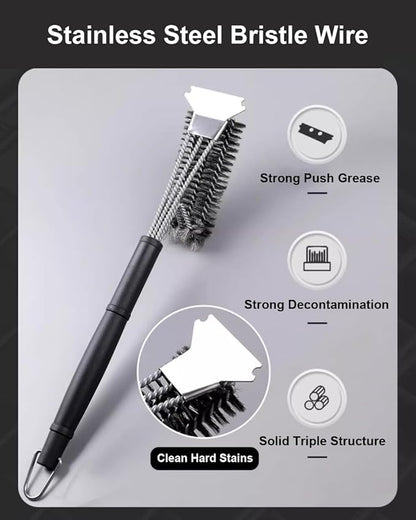 Grill Brush Grill Cleaning Kit, Grill Cleaner BBQ Grill Accessories Grill Rescue Brush, Grill Brush for Outdoor Grill BBQ Brush for Grill Cleaning (Pack of 1)