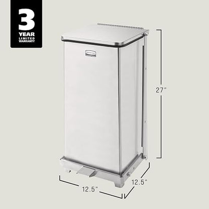 Rubbermaid Commercial Products Defenders Biohazard Steel Trash Can Step-On 13 GAL Stainless Steel Hospital/Doctor's Office/Healthcare Facilities