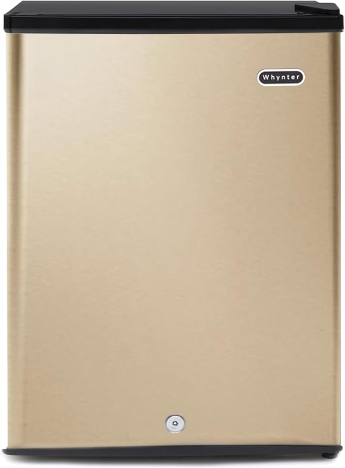 Whynter Upright Freezer with Lock, 2.1 Cu. Ft. Small Freezer Mini Freezer for Bedrooms, Dorms, Garages, Offices, CUF-210SSG, Rose Gold