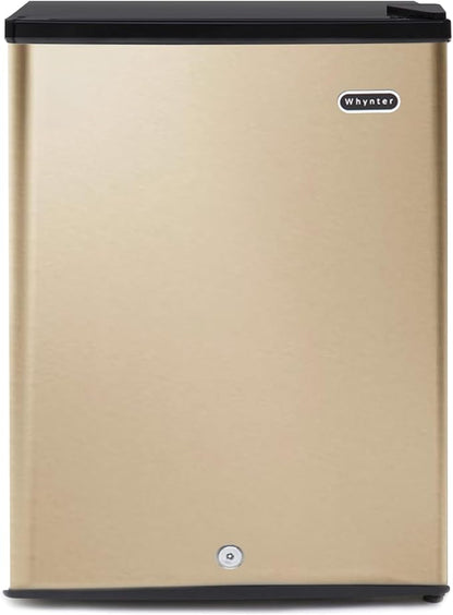 Whynter Upright Freezer with Lock, 2.1 Cu. Ft. Small Freezer Mini Freezer for Bedrooms, Dorms, Garages, Offices, CUF-210SSG, Rose Gold
