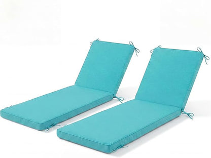Chaise Lounge Cushions Outdoor Set of 2, Water-resistant and Fade-Resistant Patio Lounge Chair Cushions, Furniture Replacement Cushions Ideal for Pools, Gardens and Balconies, 72" x 21" x 3",Lake Blue
