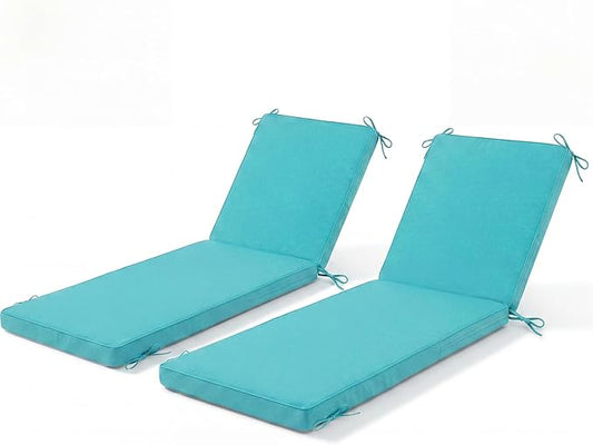 Chaise Lounge Cushions Outdoor Set of 2, Water-resistant and Fade-Resistant Patio Lounge Chair Cushions, Furniture Replacement Cushions Ideal for Pools, Gardens and Balconies, 80" x 26" x 3",Lake Blue