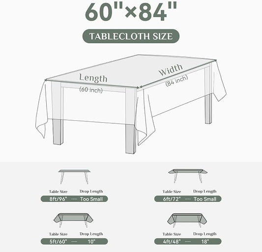 Softalker Rectangle Tablecloth, Waterproof Table Cloths Wrinkle Free Fabric Washable Polyester Table Cover for Dining Tables Party Outdoor Camping Parties Buffet - 60 x 84 inch, Ivory