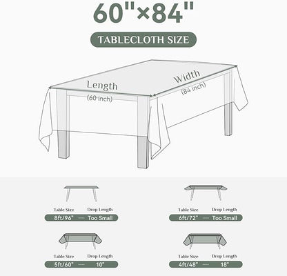 Softalker Rectangle Tablecloth, Waterproof Table Cloths Wrinkle Free Fabric Washable Polyester Table Cover for Dining Tables Party Outdoor Camping Parties Buffet - 60 x 84 inch, White