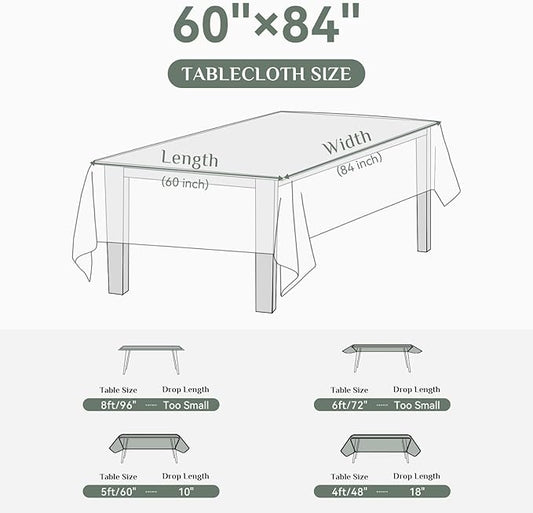 Softalker Rectangle Tablecloth, Waterproof Table Cloths Wrinkle Free Fabric Washable Polyester Table Cover for Dining Tables Party Outdoor Camping Parties Buffet - 60 x 84 inch, White