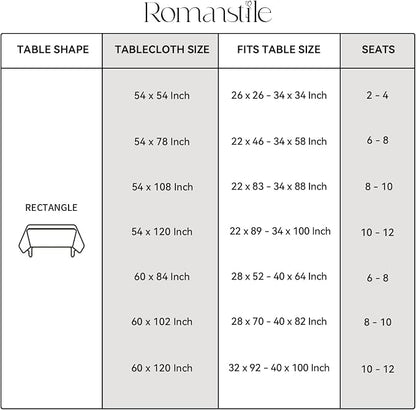Romanstile 100% Waterproof PVC Tablecloth, Rectangle Oil Spill Proof Stain Resistant Vinyl Table Cloth, Wipe Clean Plastic Table Covers for Kitchen/Dining/Parties - 60 x 120 Inch, Khaki