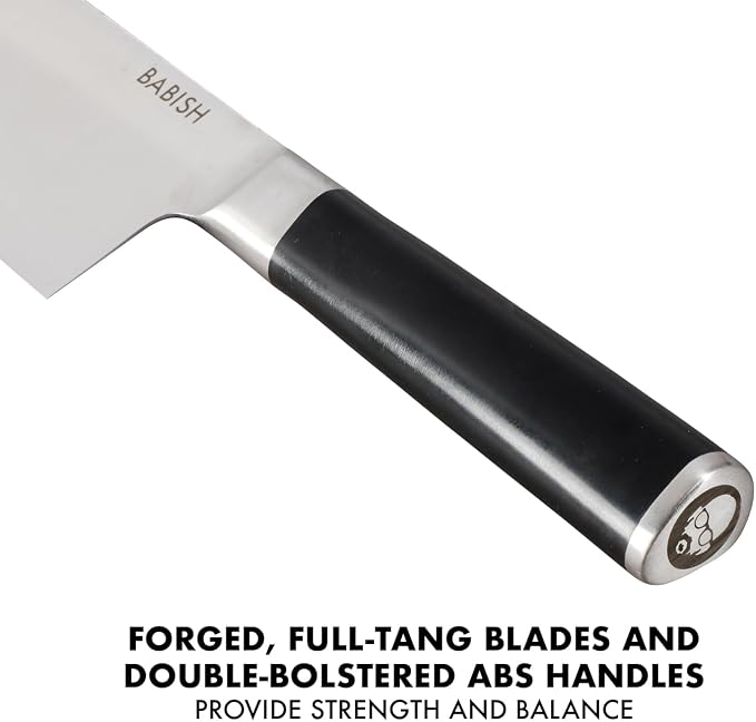 Babish 14-Piece Full Tang Forged Kitchen Knife Set – High-Carbon 1.4116 German Steel Cutlery with Protective Sheaths – Professional Chef Knife Set