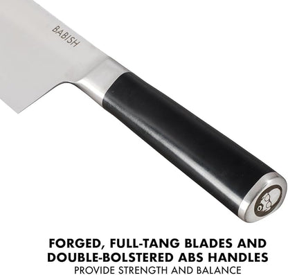 Babish 14-Piece Full Tang Forged Kitchen Knife Set – High-Carbon 1.4116 German Steel Cutlery with Protective Sheaths – Professional Chef Knife Set
