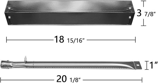 Hongso Grill Parts for Chargriller 5050 5650 3001 3072 3008 5072 5252 | Fits King Griller 3008 5252, Porcelain Coated Steel Heat Plates, Stainless Steel Burners & Hanger Brackets