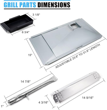 Replacement Parts for Nexgrill 720-0830X, Drip Pan Grease Tray Grill Burners Igniters Flame Tamers Kit Replacement for Nexgrill 4 Burner 720-0830X Gas Grill