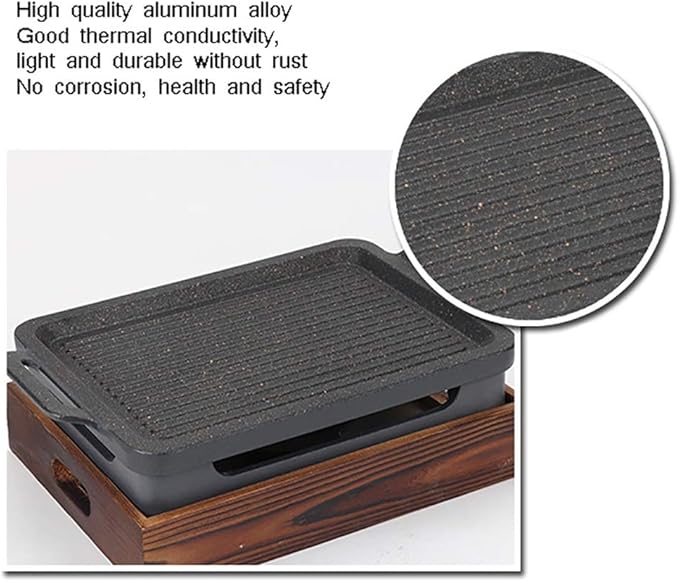 BBQ Barbeque Barbecue Grill,BBQ,Household Smoke-Free Korean Iron Plate Grill,Solid Alcohol Charcoal Grill,Indoor and Outdoor (Size : 27cm*20cm)