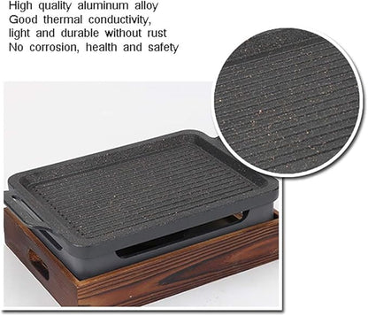 BBQ Barbeque Barbecue Grill,BBQ,Household Smoke-Free Korean Iron Plate Grill,Solid Alcohol Charcoal Grill,Indoor and Outdoor (Size : 27cm*20cm)