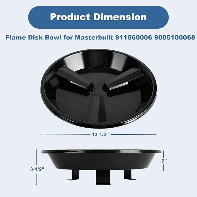 Flame Disk Bowl Replacement for Masterbuilt Gas and Dual Fuel Smokers Attachment, Flame Disk Pan Grill Part for Masterbuilt 911060006 9005100068 Accessories