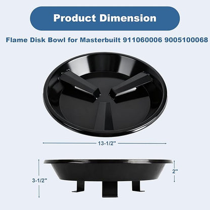 Flame Disk Bowl Replacement for Masterbuilt Gas and Dual Fuel Smokers Attachment, Flame Disk Pan Grill Part for Masterbuilt 911060006 9005100068 Accessories