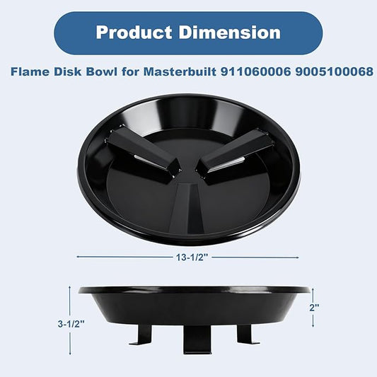Flame Disk Bowl Replacement for Masterbuilt Gas and Dual Fuel Smokers Attachment, Flame Disk Pan Grill Part for Masterbuilt 911060006 9005100068 Accessories