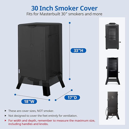 SunPatio Smoker Cover 30 Inch, Heavy Duty Waterproof Square Electric Smoker Cover for Masterbuilt, All Weather Protection, 18" W x 17" D x 33" H