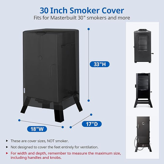 SunPatio Smoker Cover 30 Inch, Heavy Duty Waterproof Square Electric Smoker Cover for Masterbuilt, All Weather Protection, 18" W x 17" D x 33" H