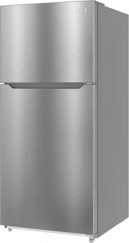 KoolMore 30 Inch 20 Cu Ft Top Freezer Refrigerator, Stainless Steel, Freestanding Full Size Fridge Freezer for Home Kitchen or Garage