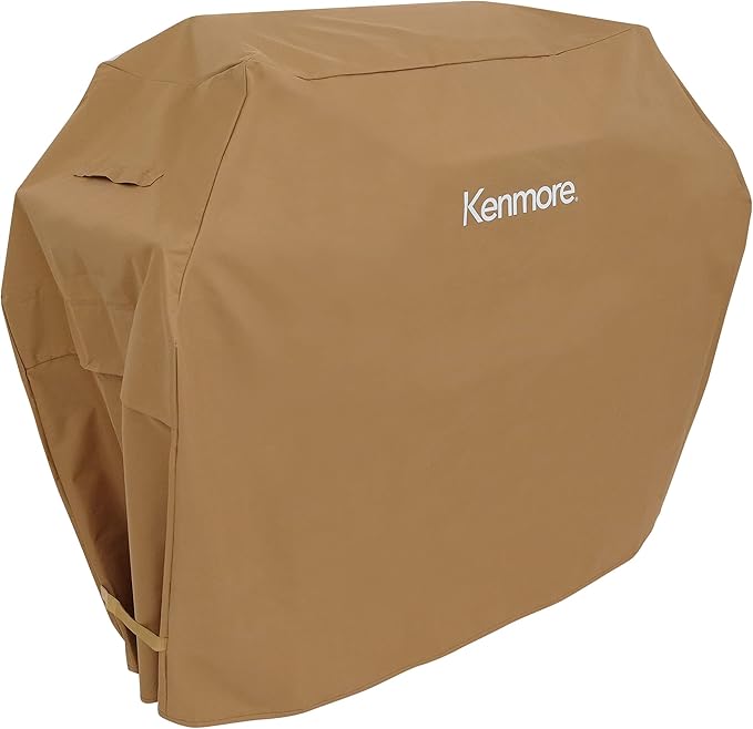 Kenmore 56-Inch Heavy-Duty Grill Cover for Outdoor BBQ Propane Gas Grills, Weather-Resistant, UV- and Fade-Resistant, Universal Fit Cover for 4-Burner Gas Grills, Tan