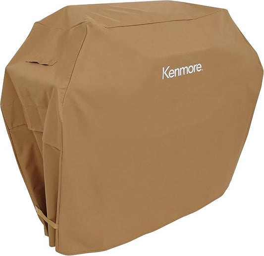 Kenmore 56-Inch Heavy-Duty Grill Cover for Outdoor BBQ Propane Gas Grills, Weather-Resistant, UV- and Fade-Resistant, Universal Fit Cover for 4-Burner Gas Grills, Tan