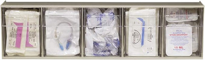 Akro-Mils TiltView Plastic Storage Cabinet with 5 Tilt Out Bins, Horizontal Plastic Parts Organizer, Teacher Toolbox, and Office Supply Organizer, 23-5/8" W x 6-1/2" H x 5-5/8" D, Stone