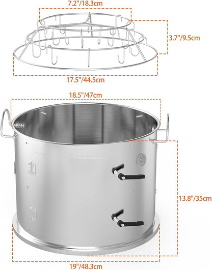 onlyfire Stainless Steel Grill Smoking Kit, Rib Hanging Attachment for Weber 18 inch Kettle Charcoal Grills - Turns Your Kettle into Smoker