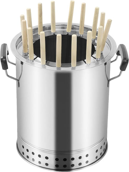 Portable Smokeless Barbecue Grill, Stainless Steel Charcoal Kebab Grill, Large Capacity 360° All-Round Roasting, Hanging BBQ Stove for Camping, Picnic, Backyard, Outdoor Cooking,Diameter 10.2 inch