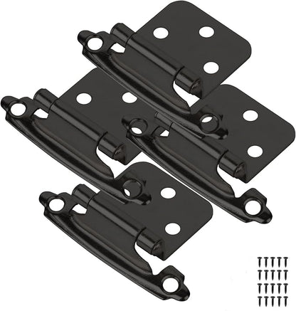 Self Closing Cabinet Hinges for Face Frame,Cabinet Hinges, Metal Hardware for Kitchen Cabinets and Doors (Black, 4Pack)