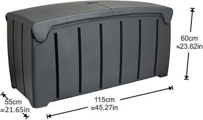 Ward Strata Products 85 Gallon (321L) Outdoor Storage Organization Bin, Patio Deck Box with Dual Door Lid for Garden, Pool, & Furniture Accessories, Black