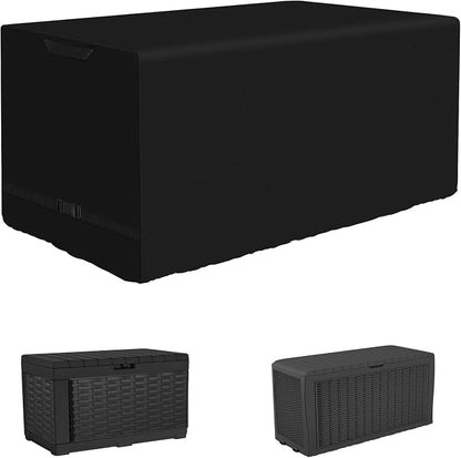 Kovshuiwe Outdoor Deck Box Cover, 600D Heavy-Duty Waterproof Oxford Cloth | Patio Deck Bin Container Boxes Covers Waterproof for 71 Gallon Patio Storage Bench Cover, Black(48" L x 20" W x 22" H)