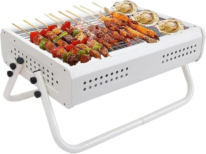 Barbecue Charcoal Grill Tabletop Charcoal Grill With Handle Portable BBQ Grill Outdoor Barbecue Grill For Camping Picnic Portable Charcoal Grill(White), 43*31*22cm