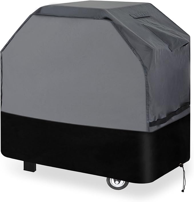 Heavy Duty Grill Cover 61 Inch, 600D Oxford Water Resistant UV & Fade Resistant BBQ Cover for Weber Char-Broil Dyna Glo Nexgrill Charcoal Gas Grill (61”W x 26”D x 45”H, Gray/Black)