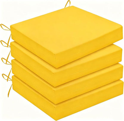 HARBOREST Outdoor Chair Cushions Set of 4, Yellow Water Resistant Patio Chair Cushions with Ties
